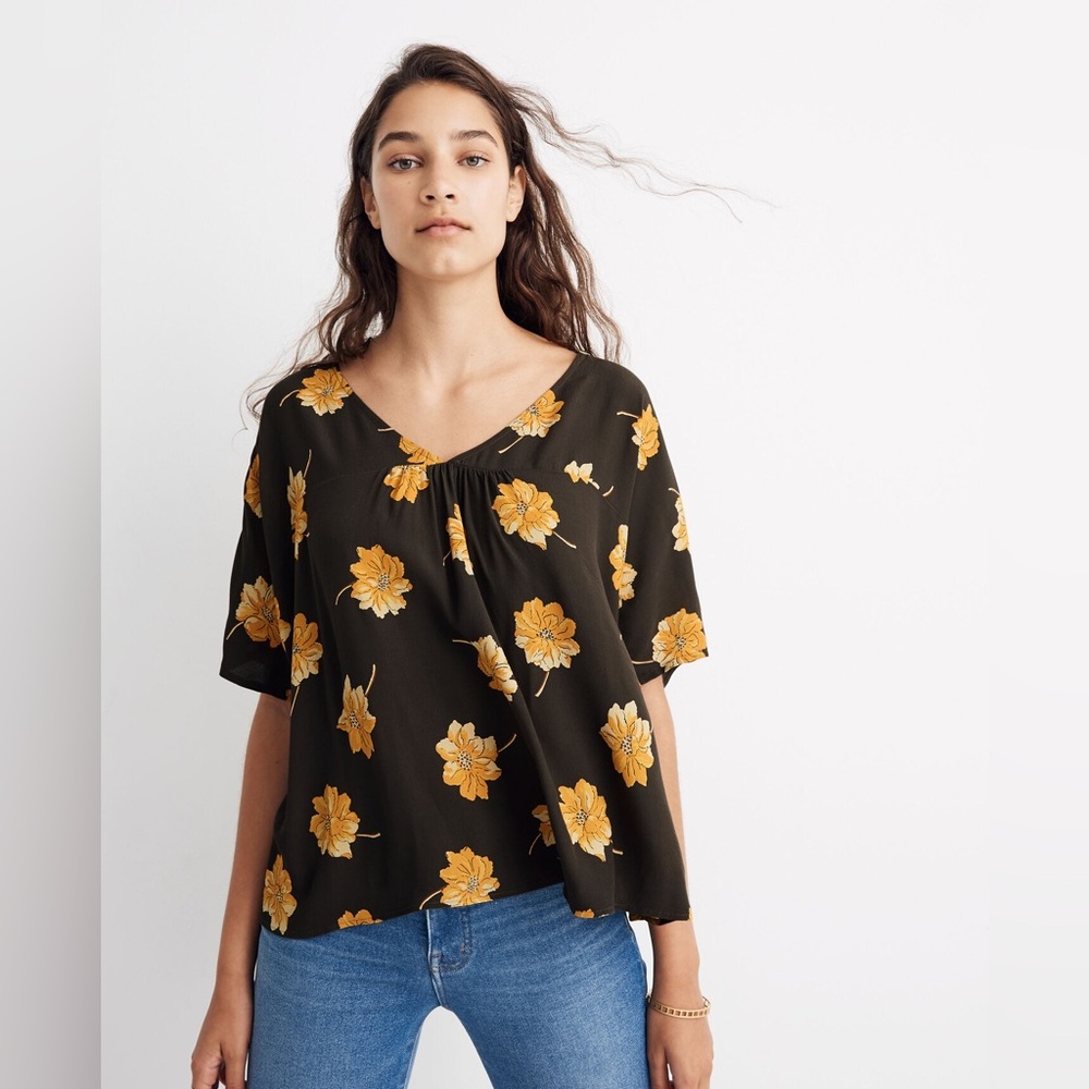 Madewell Rhyme Top In Fall Flowers Size XS